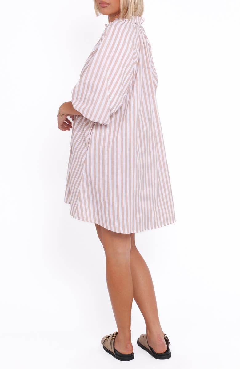 Petal & Pup Doran Stripe Cotton Minidress, Alternate, color, Beige White