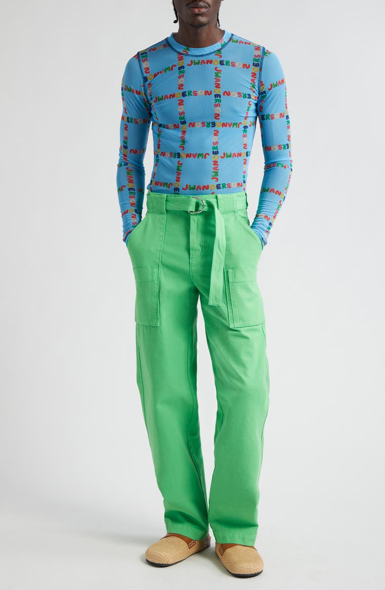 JW Anderson Logo Grid Long Sleeve Graphic T-Shirt, Alternate, color, 