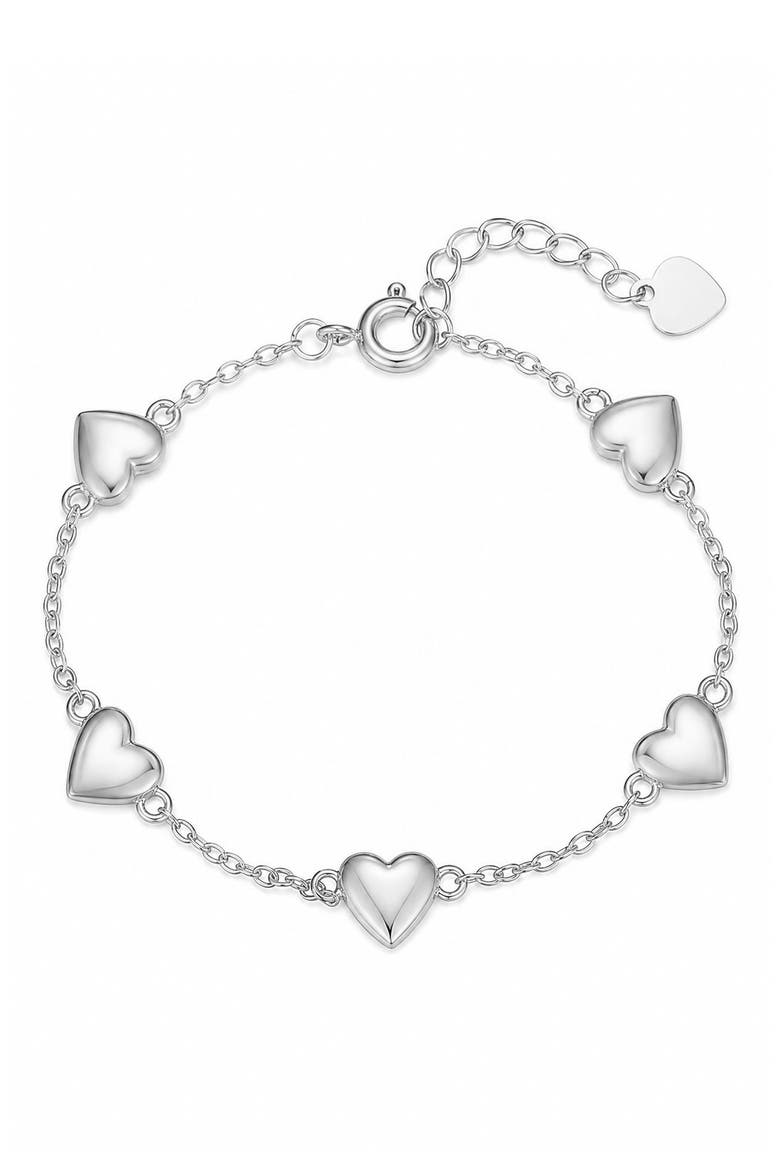 Kids' Puffed Heart Bracelet, Main, color, SILVER