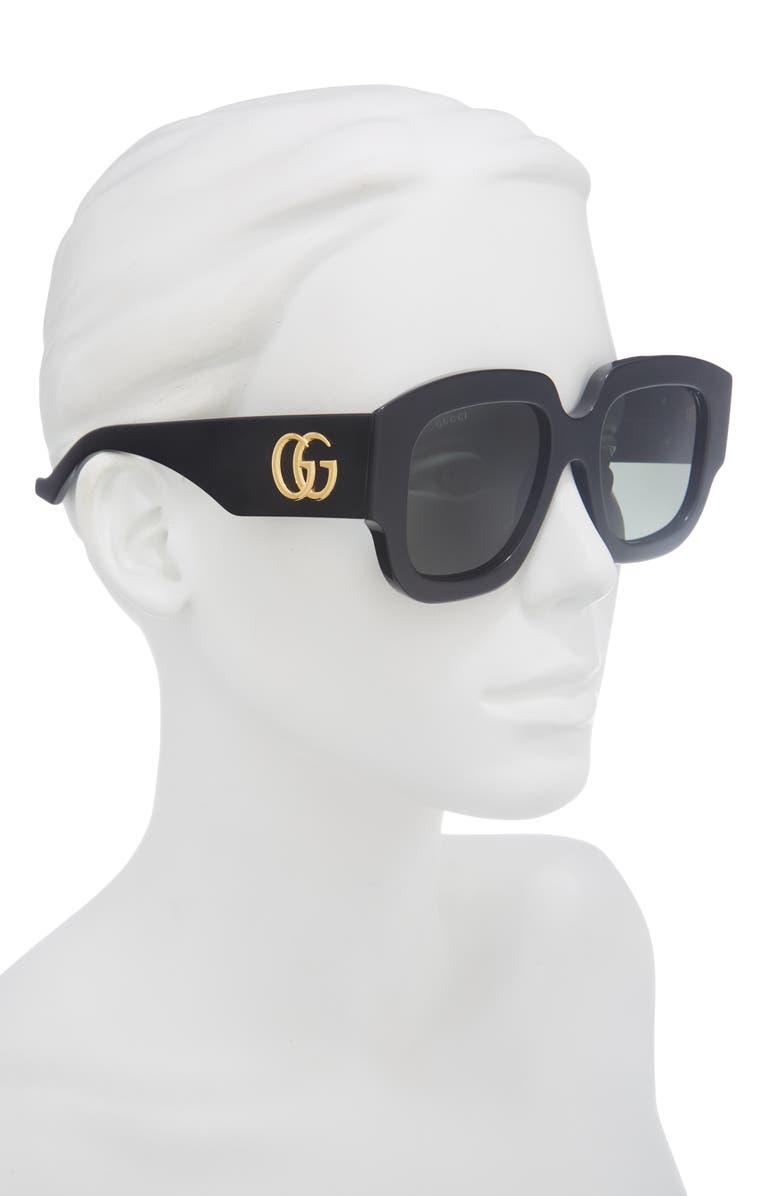 Gucci 52mm Oversize Sunglasses, Alternate, color, Black Black Grey