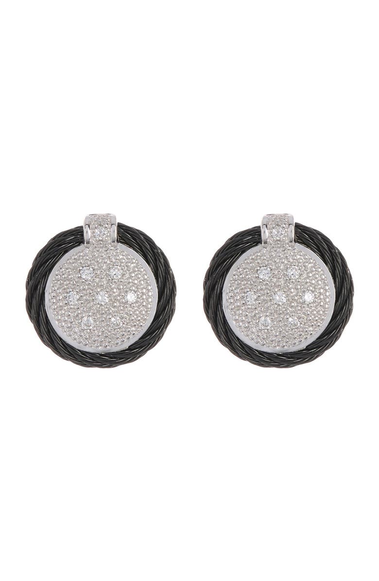 ALOR<sup>®</sup> 14K White Gold & Stainless Steel Diamond Stud Earrings - 0.14 ctw, Main, color, 