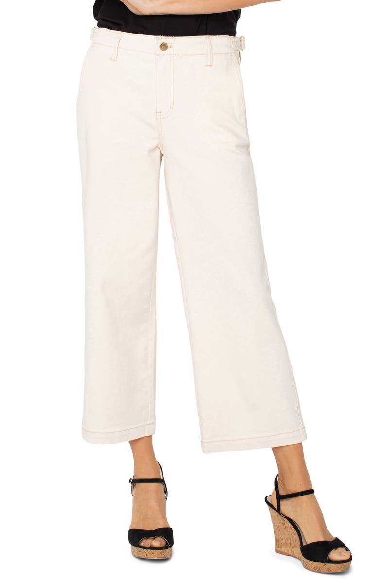 Liverpool Los Angeles Button Tab High Waist Crop Wide Leg Pants, Main, color, 