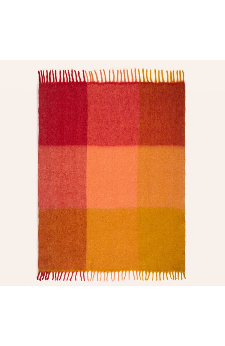 Zsa Zsa Zsu Ropar Fringed Checkered Acrylic Wool Throw 55X71 In, Alternate, color, Orange
