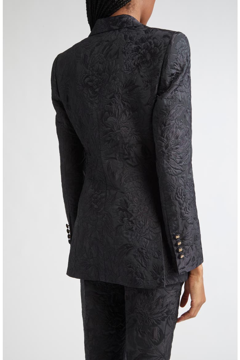 One-Button Floral Brocade Blazer, Alternate, color, N0000 NERO