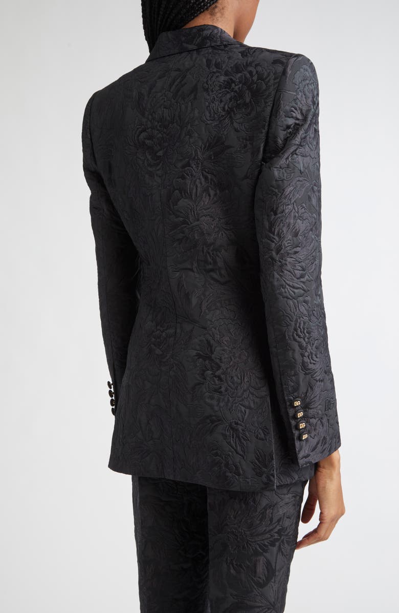 Dolce&Gabbana One-Button Floral Brocade Blazer, Alternate, color, N0000 Nero