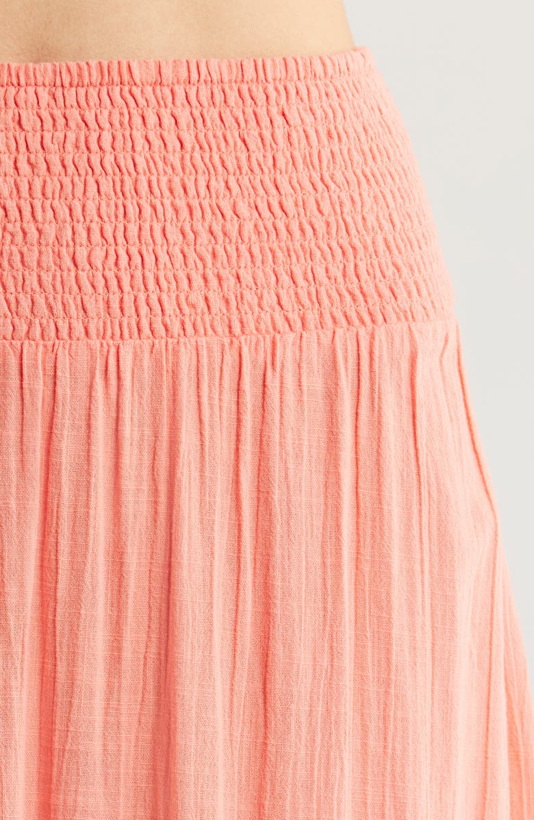 Billabong In the Palms Tiered Cotton Maxi Skirt, Alternate, color, Peach Out