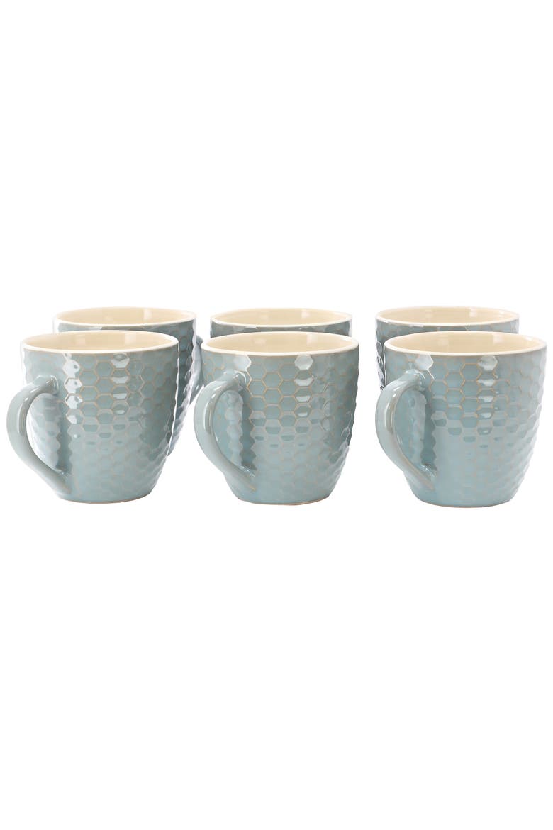 Honeycomb 6 Piece 15 oz. Mug Set, Alternate, color, Blue