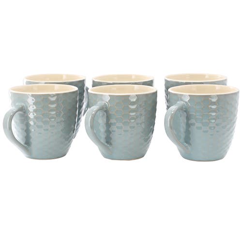 Elama Honeycomb Turquoise 6-pc. Geometric Coffee Mug In Green