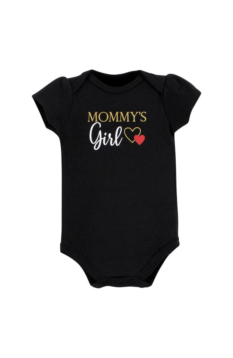 Hudson Baby Cotton Comfort 3Pk Bodysuit, Pants, and Shoes, Alternate, color, Girl Mommy Red Black