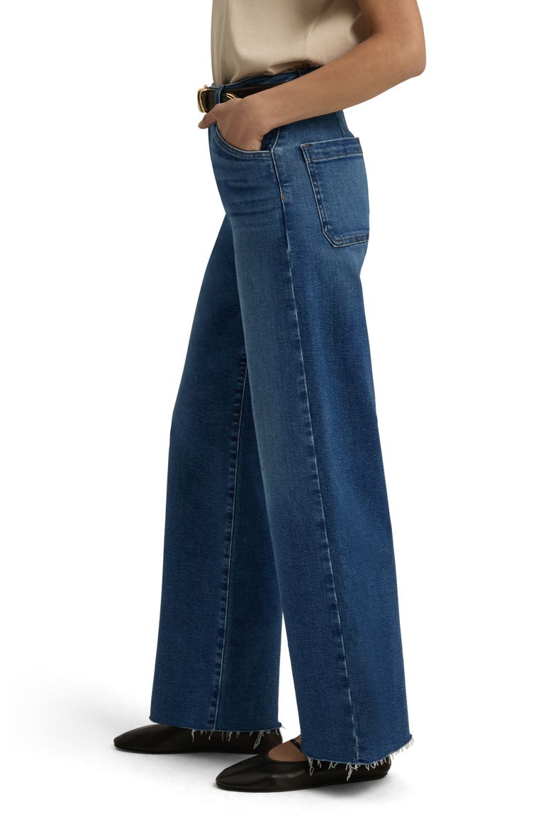 The Mischa Raw Hem Super High Waist Wide Leg Jeans, Alternate, color, MADISON
