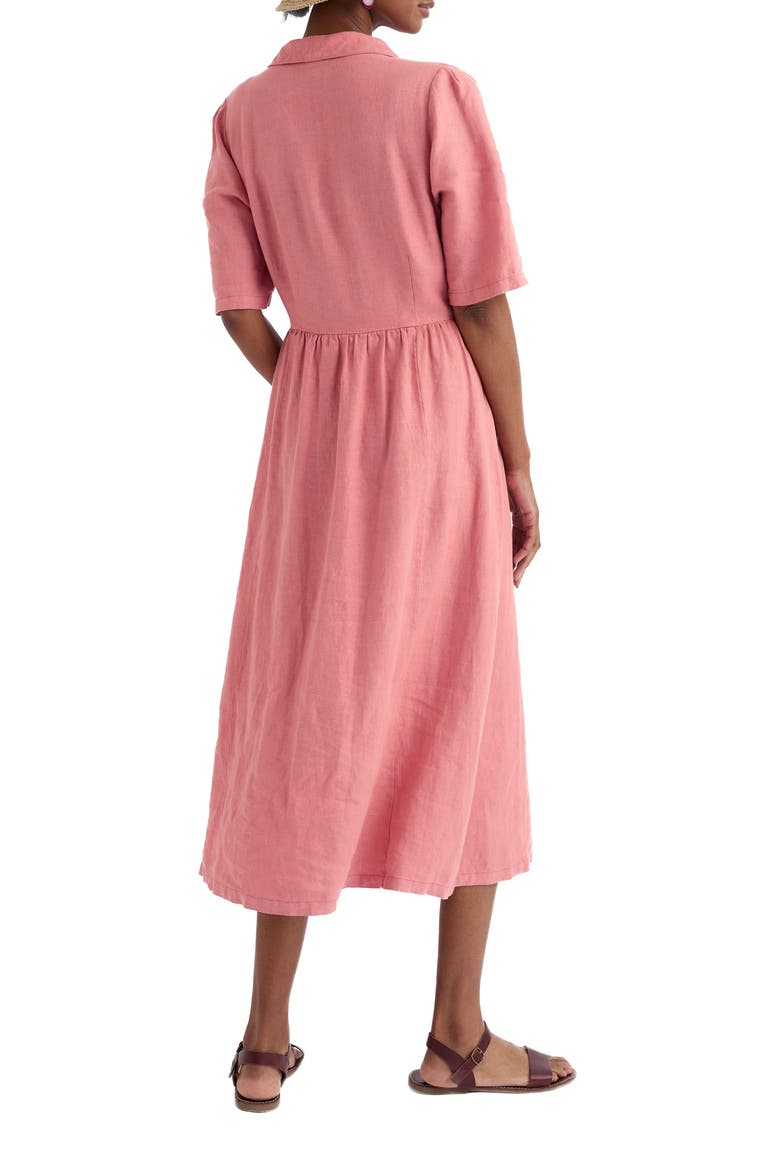Fen Linen Midi Dress, Alternate, color, WILD ROSE SWATCH