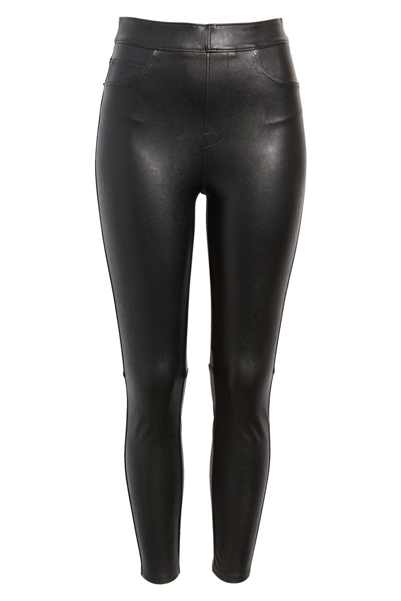 Faux Leather Ankle Skinny Pants, Alternate, color, LUXE BLACK