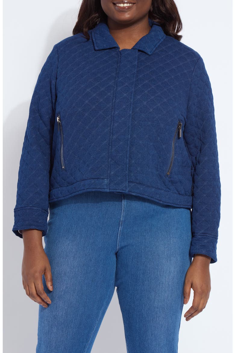 Elora Quilted Jersey Jacket, Main, color, INDIGO
