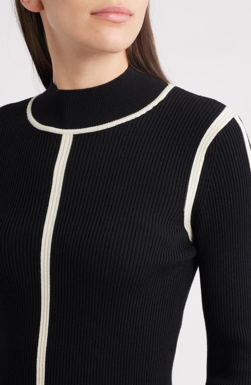 Elie Tahari The Chani Rib Mock Neck Top In Black