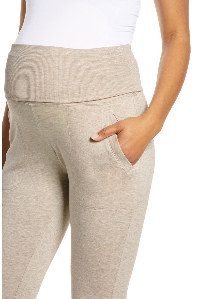 Cozy Fleece Foldover Maternity Joggers, Alternate, color, OATMEAL HEATHER