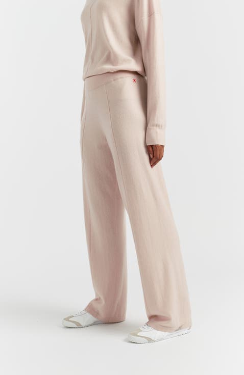 Wool Cashmere Wide Leg Track Pants