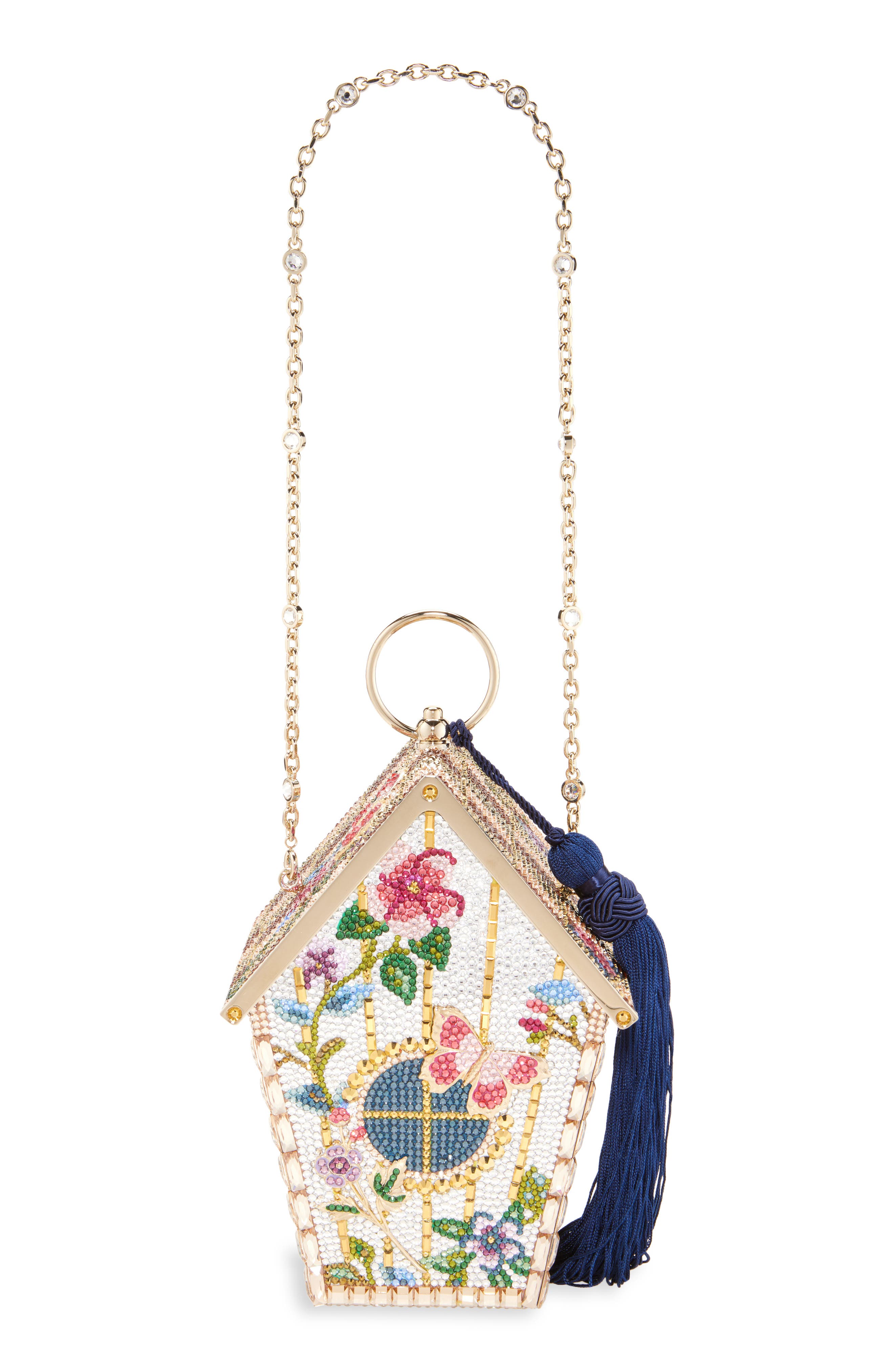 Judith Leiber Cottage Romance Crystal Embellished Clutch, Alternate, color, Champagne Multi