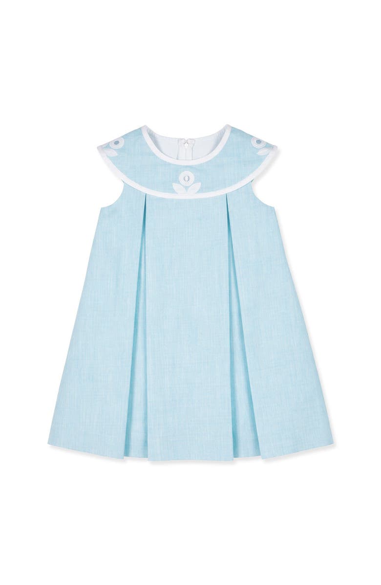 Florence Eiseman Linen-Look Dress With Vintage Flower, Main, color, Blue