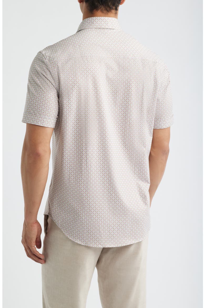 Miles OoohCotton® Geo Print Short Sleeve Button-Up Shirt, Alternate, color, SIENNA