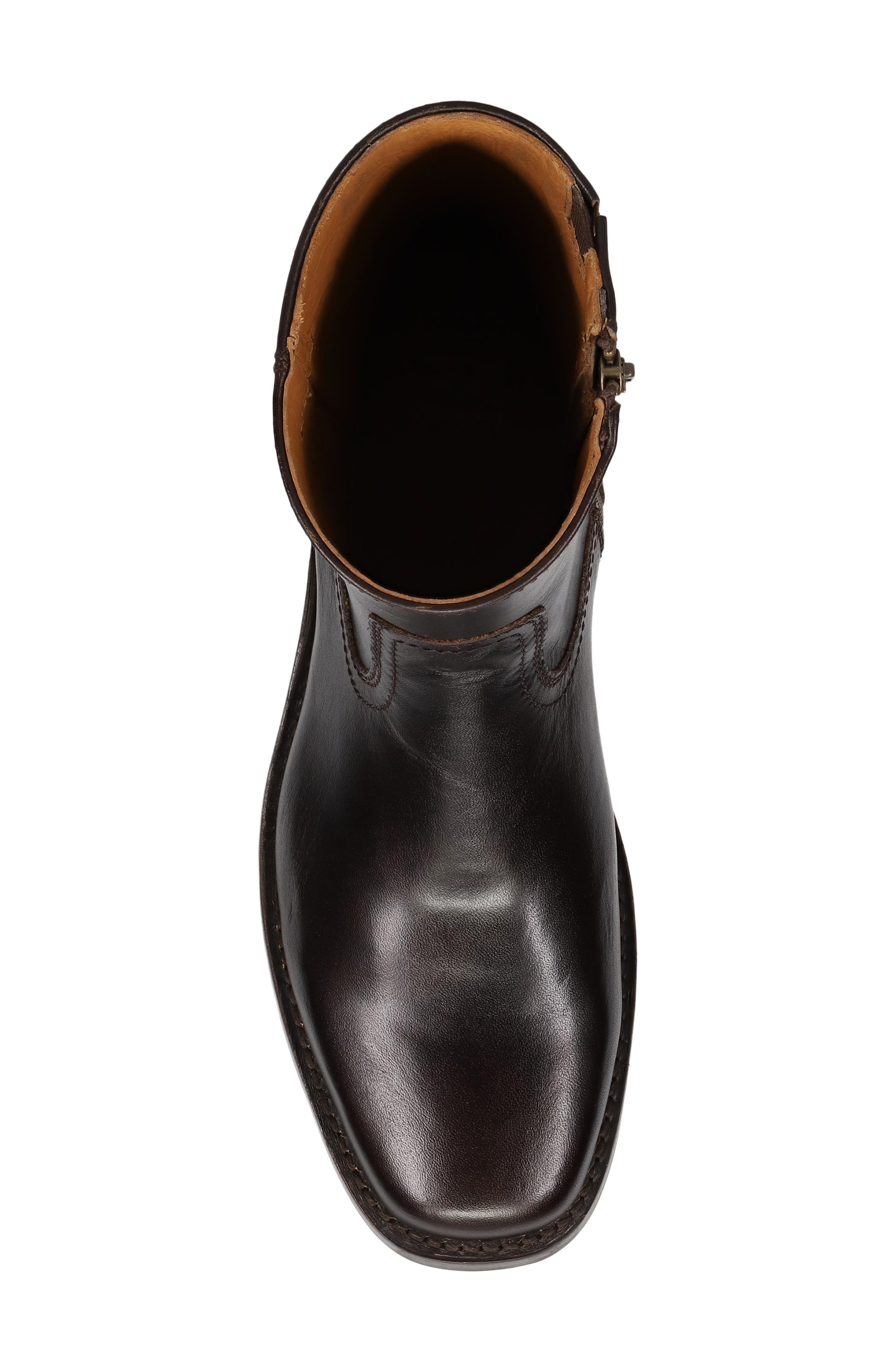 Frye Campus Leather Plain Toe Zip Boot, Alternate, color, 