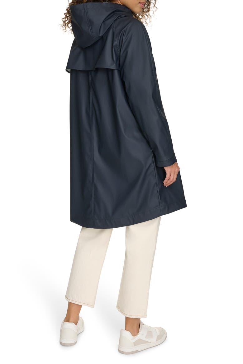 Water Resistant Hooded Long Rain Jacket, Alternate, color, NAVY