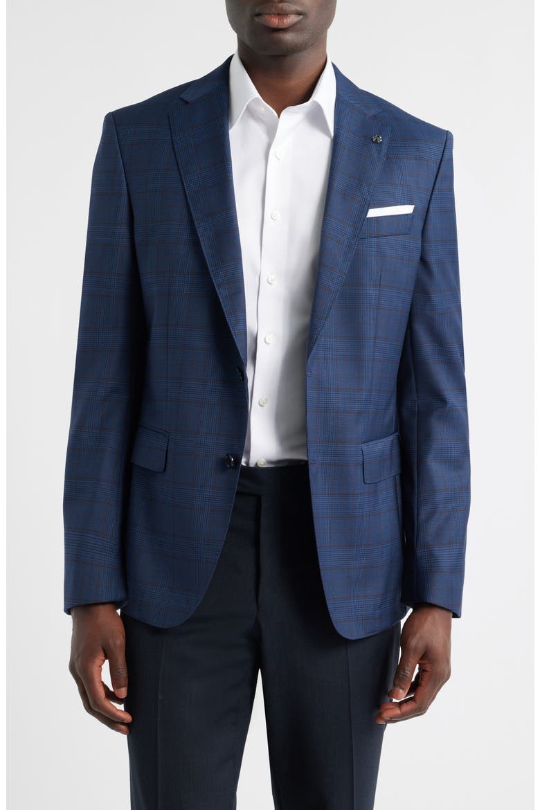 Hutson Slim Fit Plaid Wool Sport Coat, Main, color, DARK BLUE