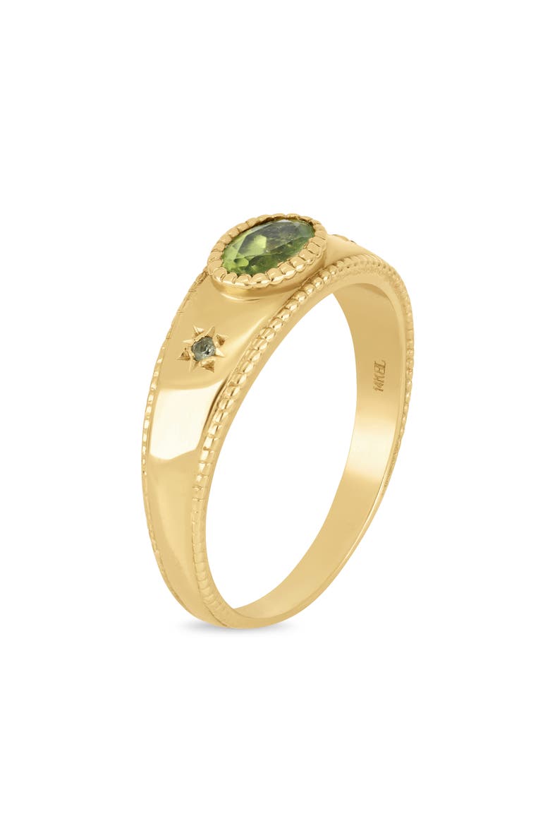 14k Gold Peridot Signet Ring, Alternate, color, 14KY