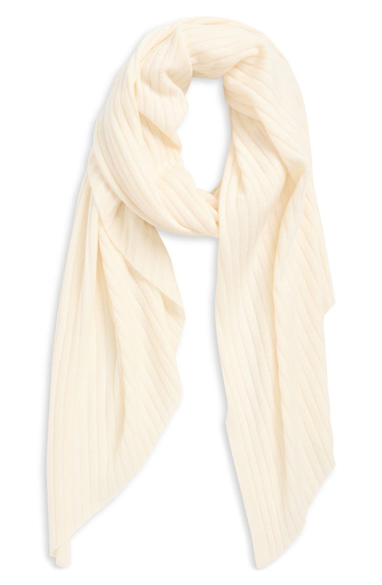 Nordstrom Rib Cashmere Travel Wrap, Alternate, color, Ivory Tofu