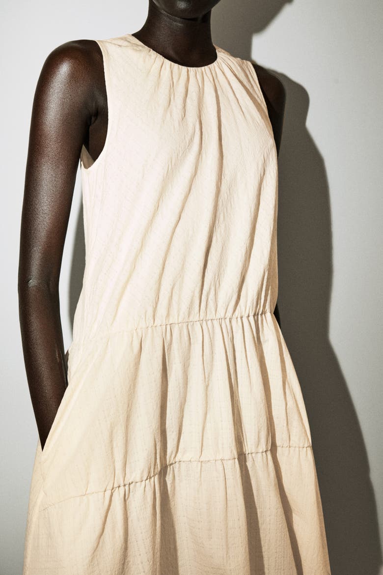 Gathered Tiered Cotton Maxi Dress, Alternate, color, IVORY