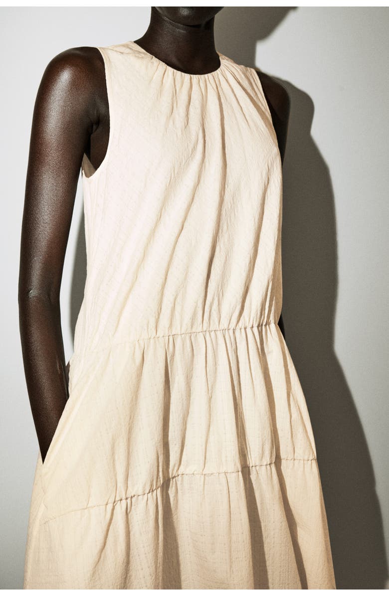 COS Gathered Tiered Cotton Maxi Dress, Alternate, color, Ivory