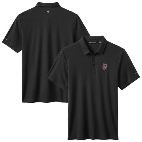 Men's TravisMathew Black New York Mets Playoff Pitch Tri-Blend Polo