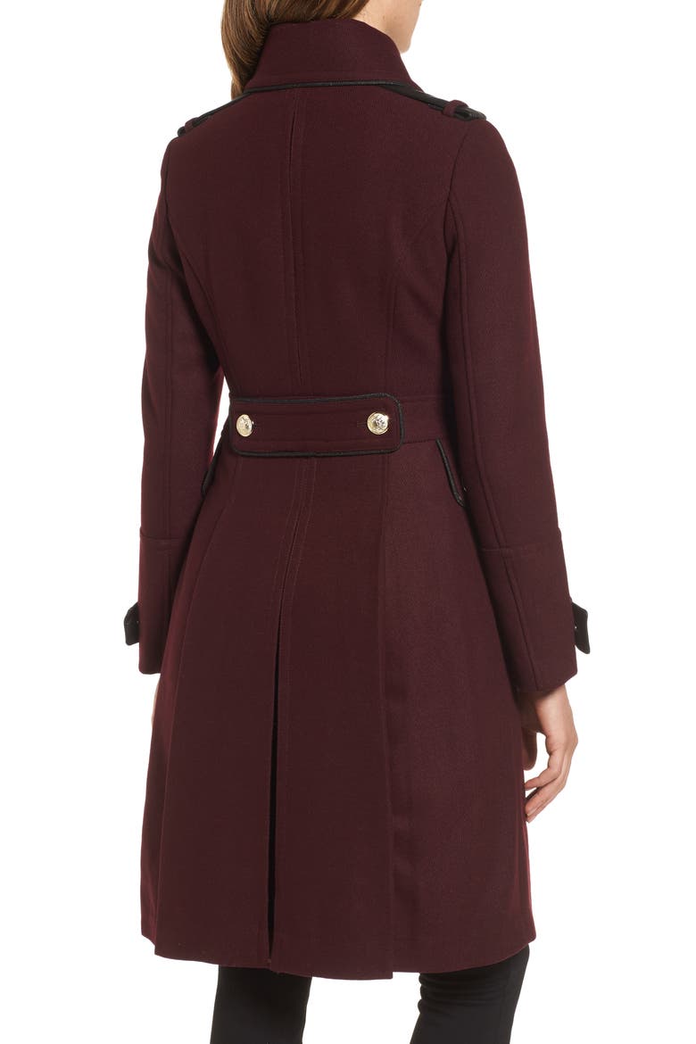 Wool Blend Military Coat, Alternate, color, RUM RAISIN