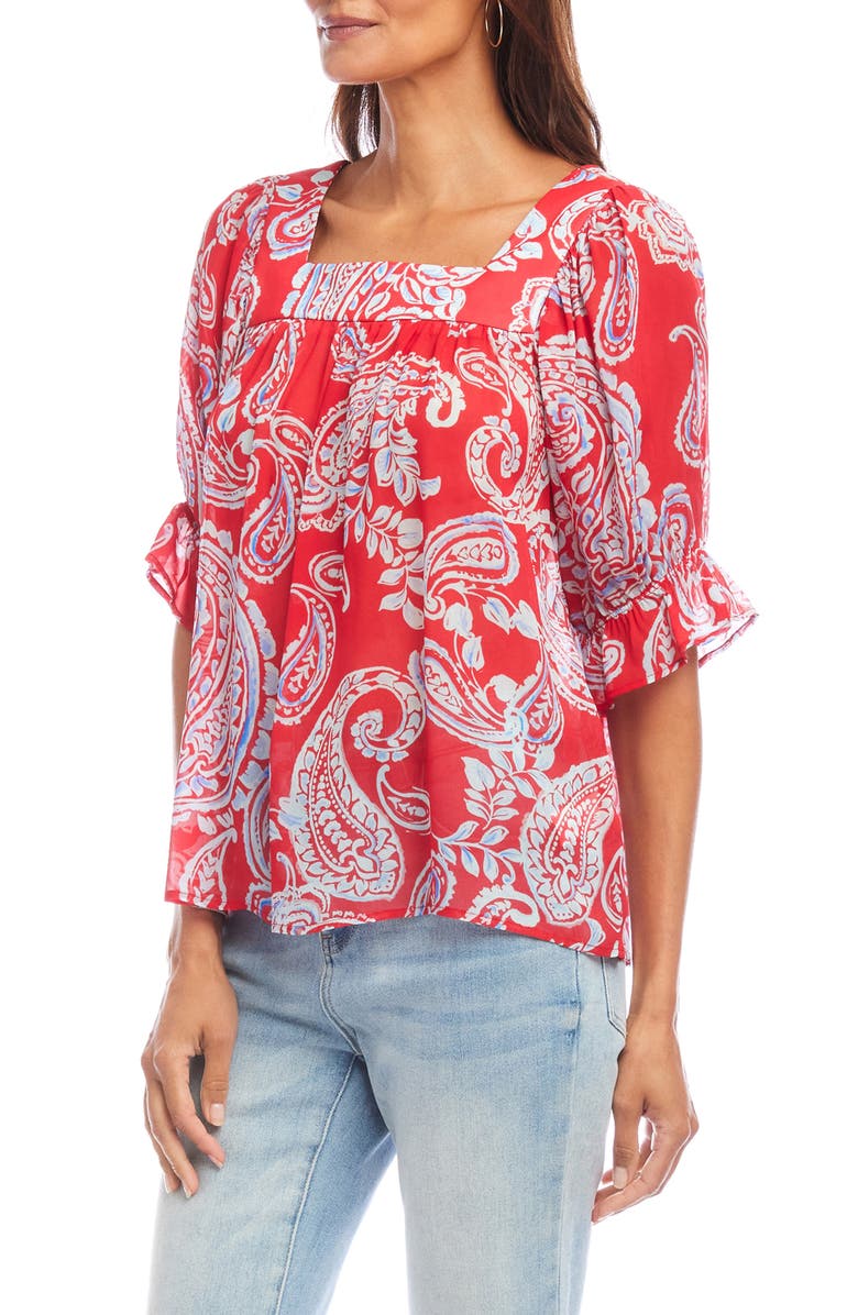 Karen Kane Paisley Ruffle Sleeve Top, Alternate, color, Paisley
