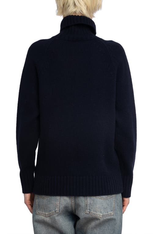 Zadig & Voltaire Womens Light Blue Mora Rock-intarsia Merino-wool Jumper In Black