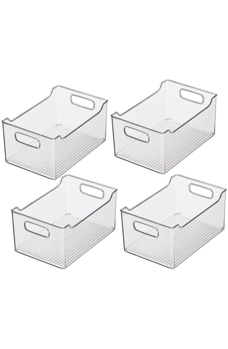 mDesign Plastic Food Storage Organizer Bin for Home and Kitchen - 4 Pack, Alternate, color, Clear