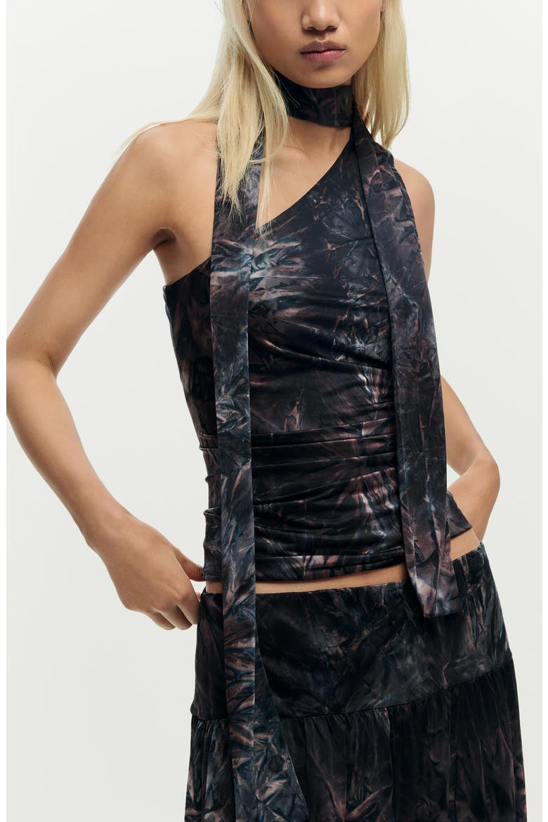 Scarf Neck Sleeveless Top, Main, color, BROWN