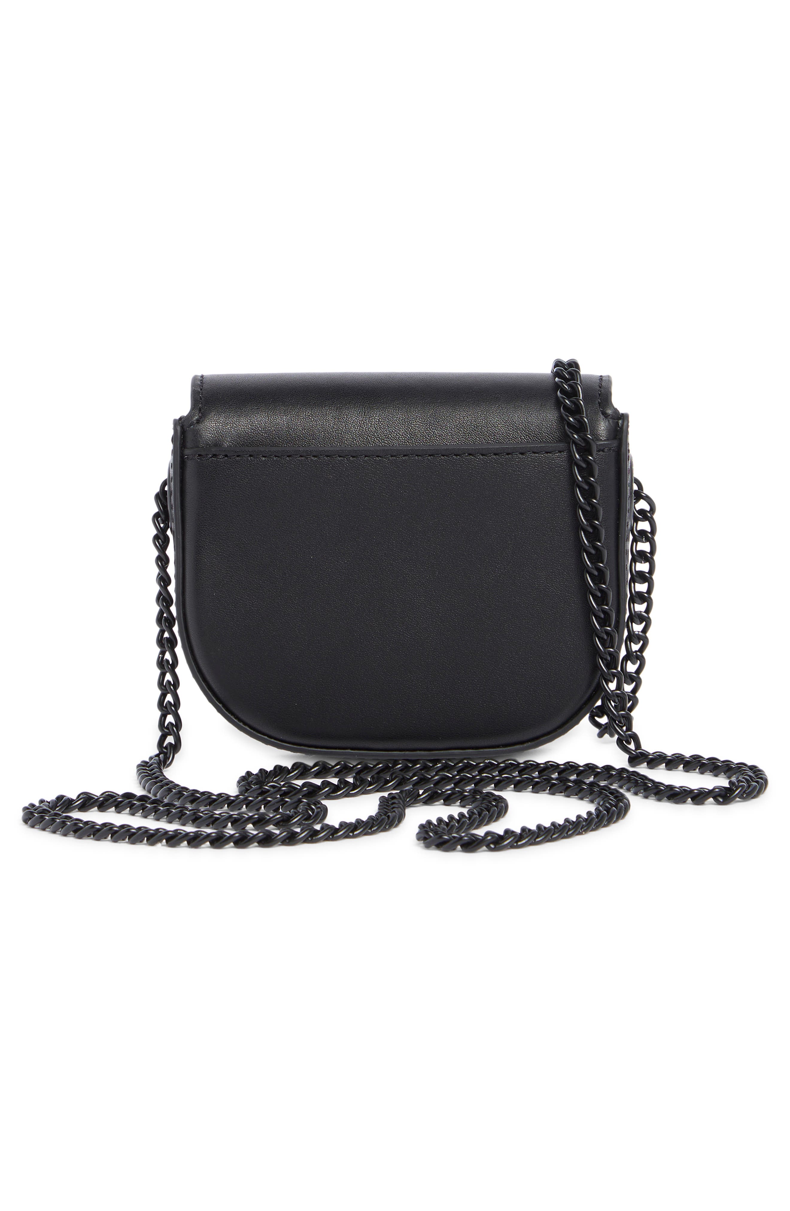 Kurt Geiger London Micro Chelsea Leather Saddle Bag, Alternate, color, Black