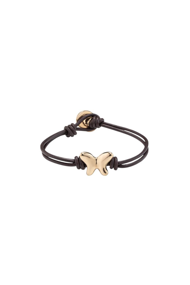 Double Strap Leather Bracelet, Main, color, Gold