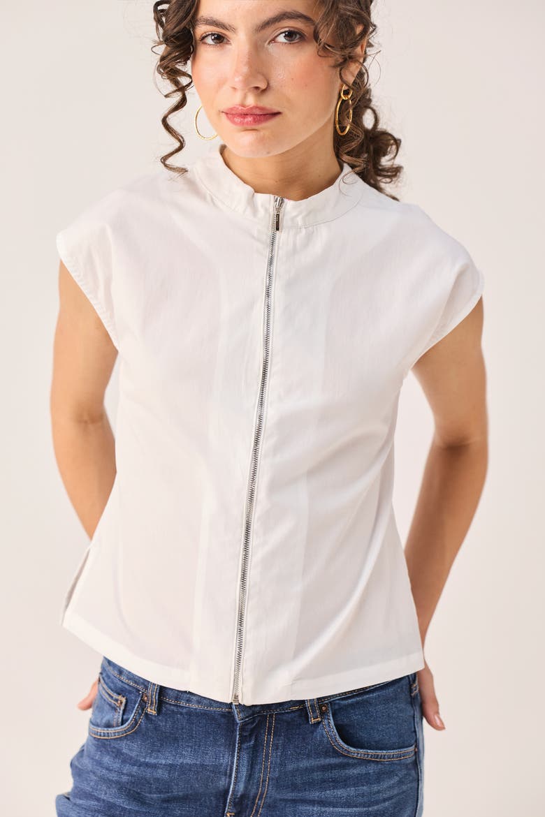 Zip Front Top, Alternate, color, White