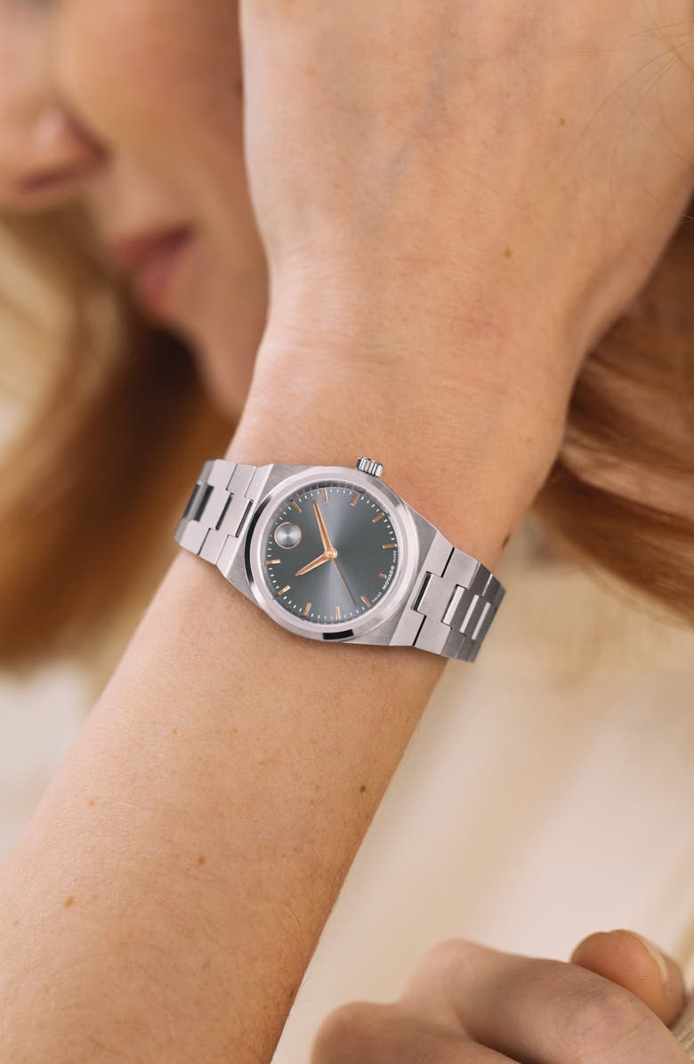 Movado Mini Bold Quest Bracelet Watch, 28mm, Alternate, color, Gold Dial