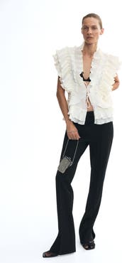 H&M Flounce-Trimmed Tie-Front Blouse