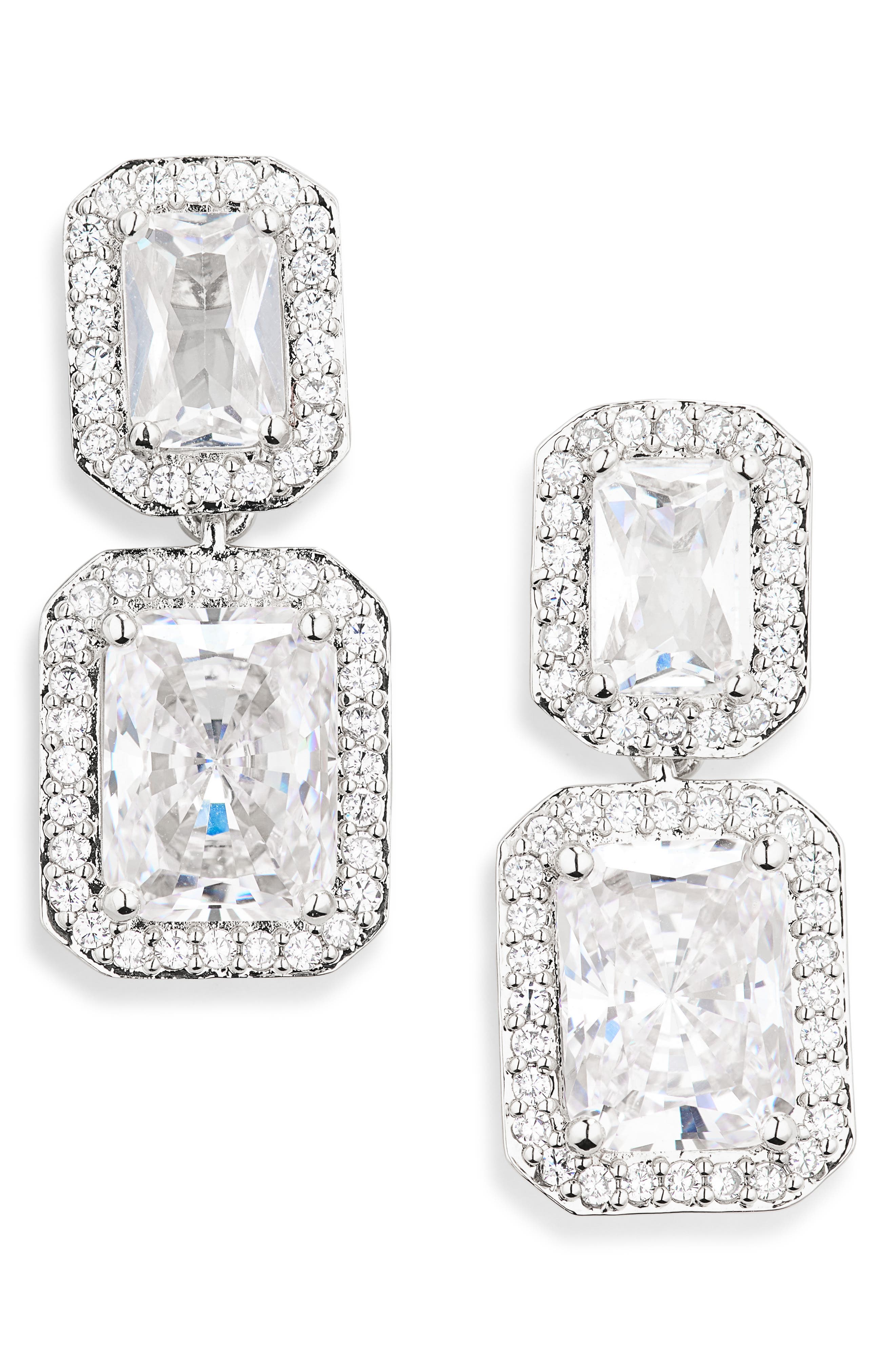 Nadri Modern Love Pavé Halo Drop Earrings