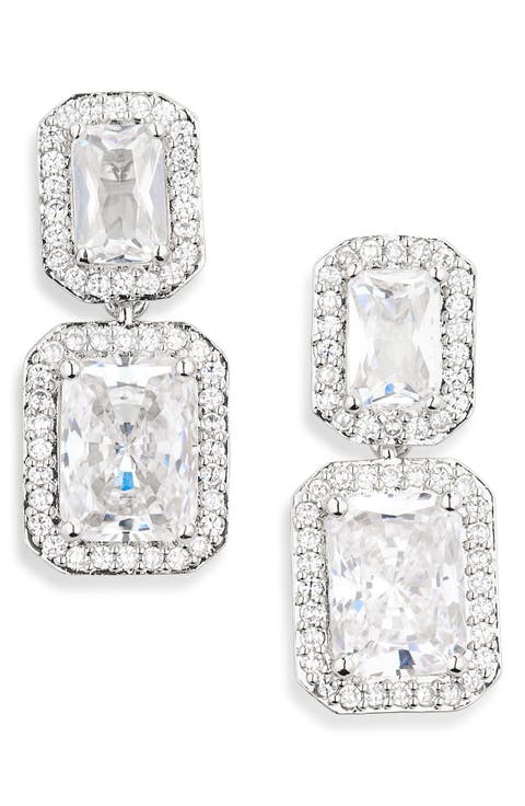 Modern Love Pavé Halo Drop Earrings