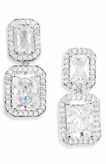 Nadri Modern Love Pavé Halo Drop Earrings