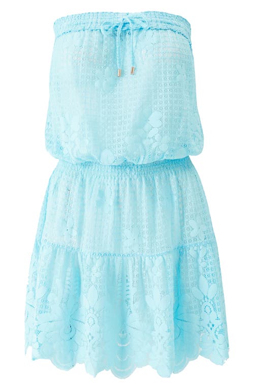 Melissa Odabash Iris Strapless Broderie-anglaise Cotton Sun Dress In Sky