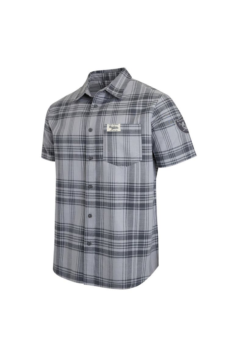 Men's Darius Rucker Collection by Fanatics Gray Las Vegas Raiders Woven Short Sleeve Button-Up Shirt, Alternate, color, Gray