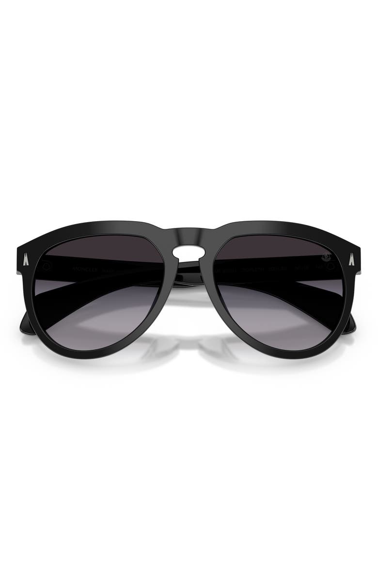 Moncler Isopleth 56mm Pilot Sunglasses, Alternate, color, Black / Grey Gradient