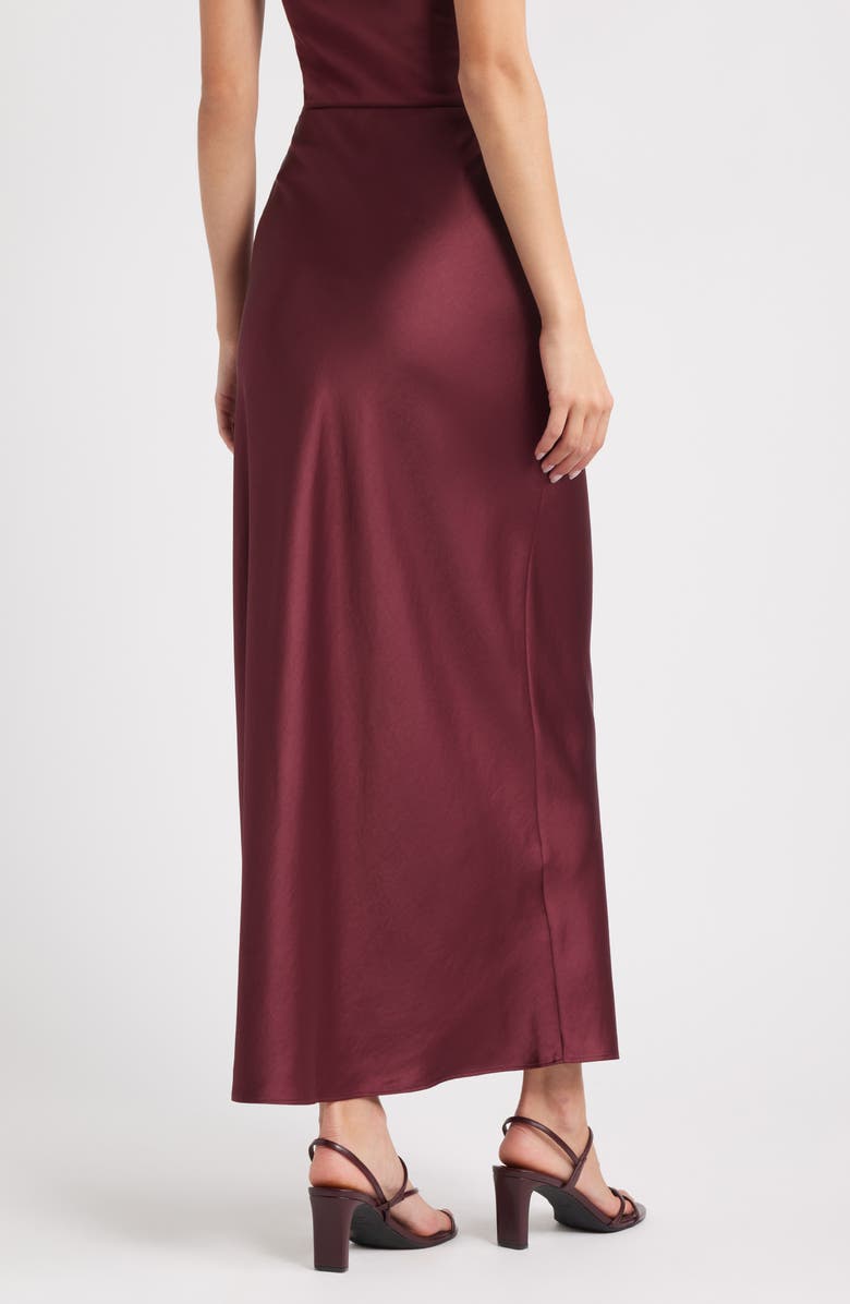 Open Edit Satin Maxi Skirt, Alternate, color, Burgundy Tannin