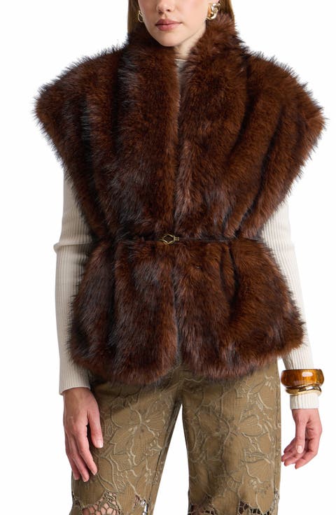 Belted Faux Fur Vest