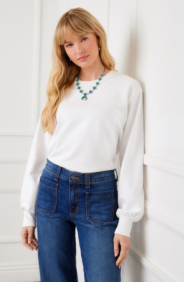 Karen Kane Long Sleeve French Terry Top, Alternate, color, White